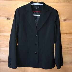 Anne Klein size 4 black blazer suit jacket with red pinstripes